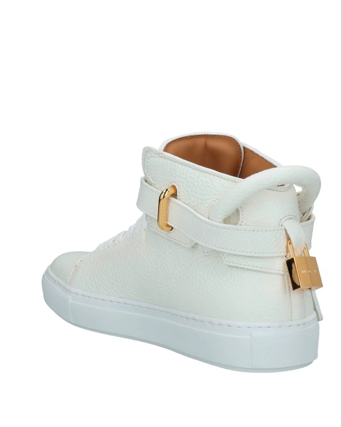 Buscemi White Leather High-Top Sneakers with Gold Lock Detail - photo 4