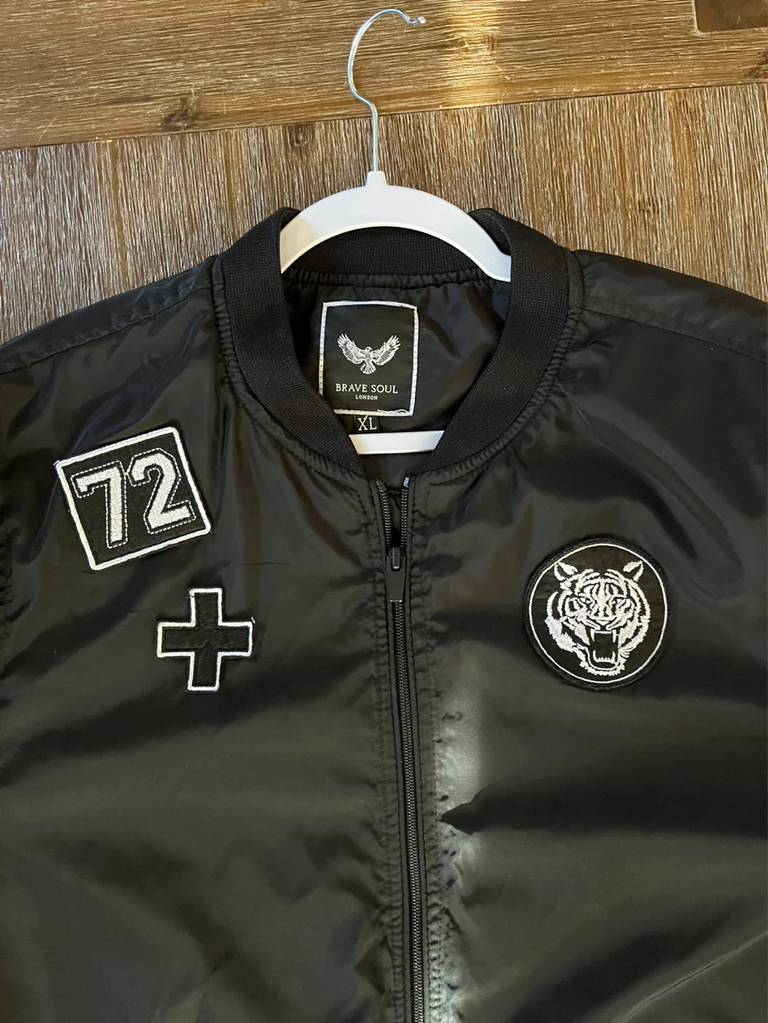Brave Soul London Black Bomber Jacket XL with Patches - photo 2