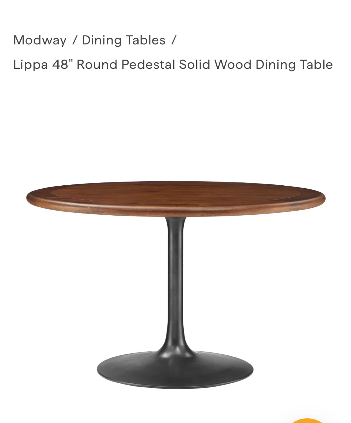 Modway Lippa 48" Round Pedestal Solid Wood Dining Table - photo 2