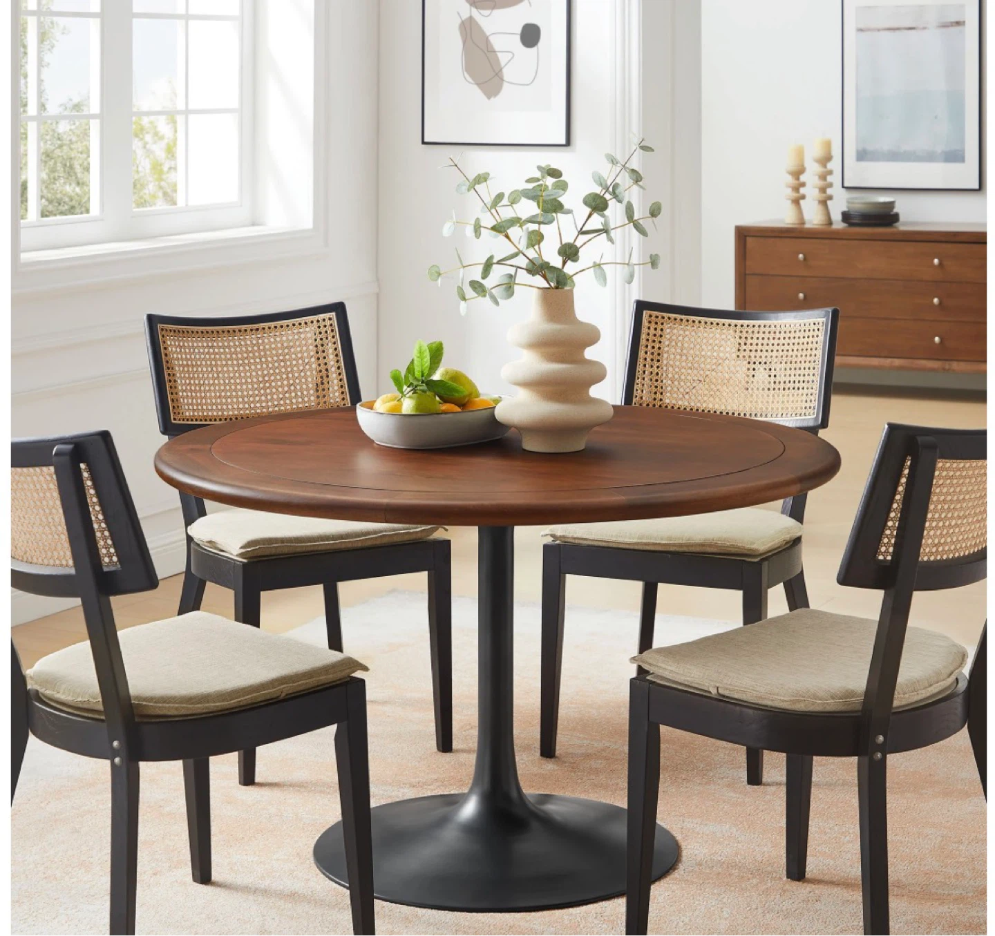 Modway Lippa 48" Round Pedestal Solid Wood Dining Table