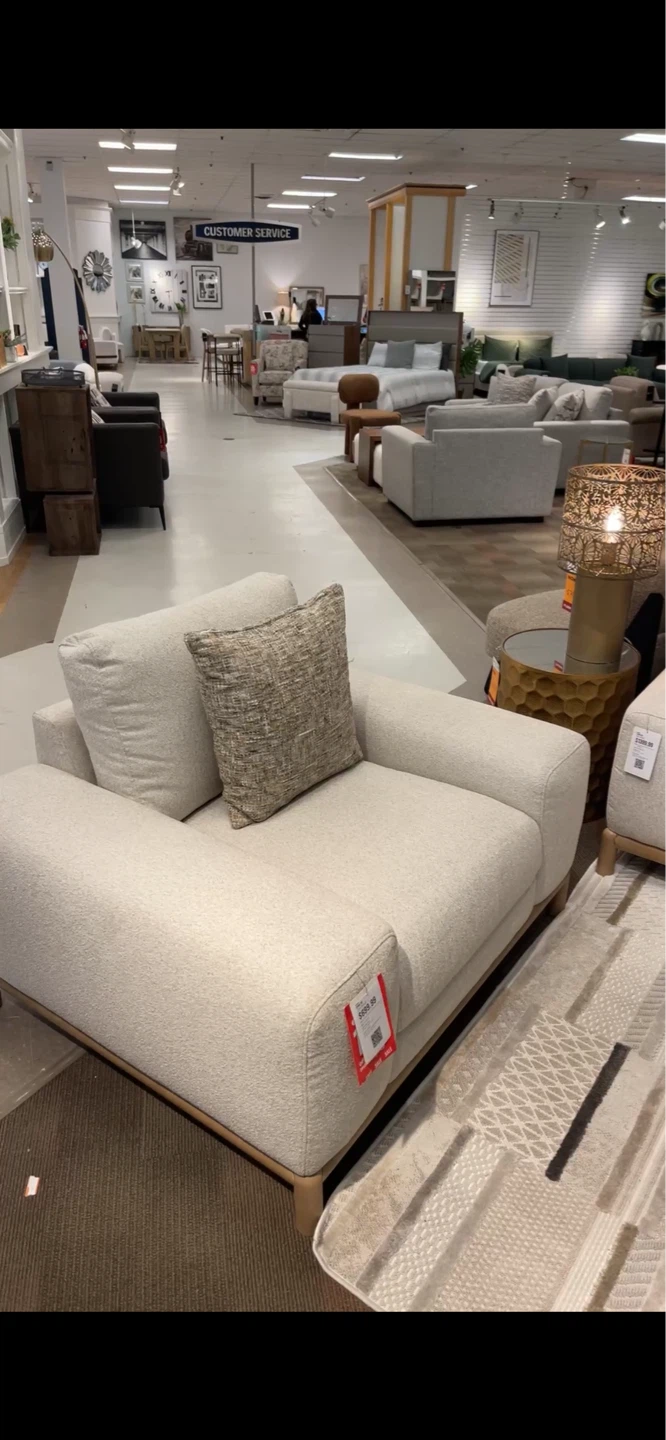 Cream Accent Chair with Throw Pillows