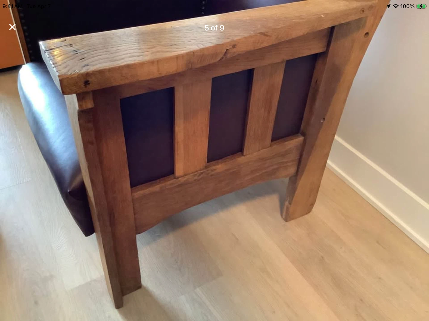 Ant/Vt Arts & Crafts Oak and Leather Mission Chair - photo 5