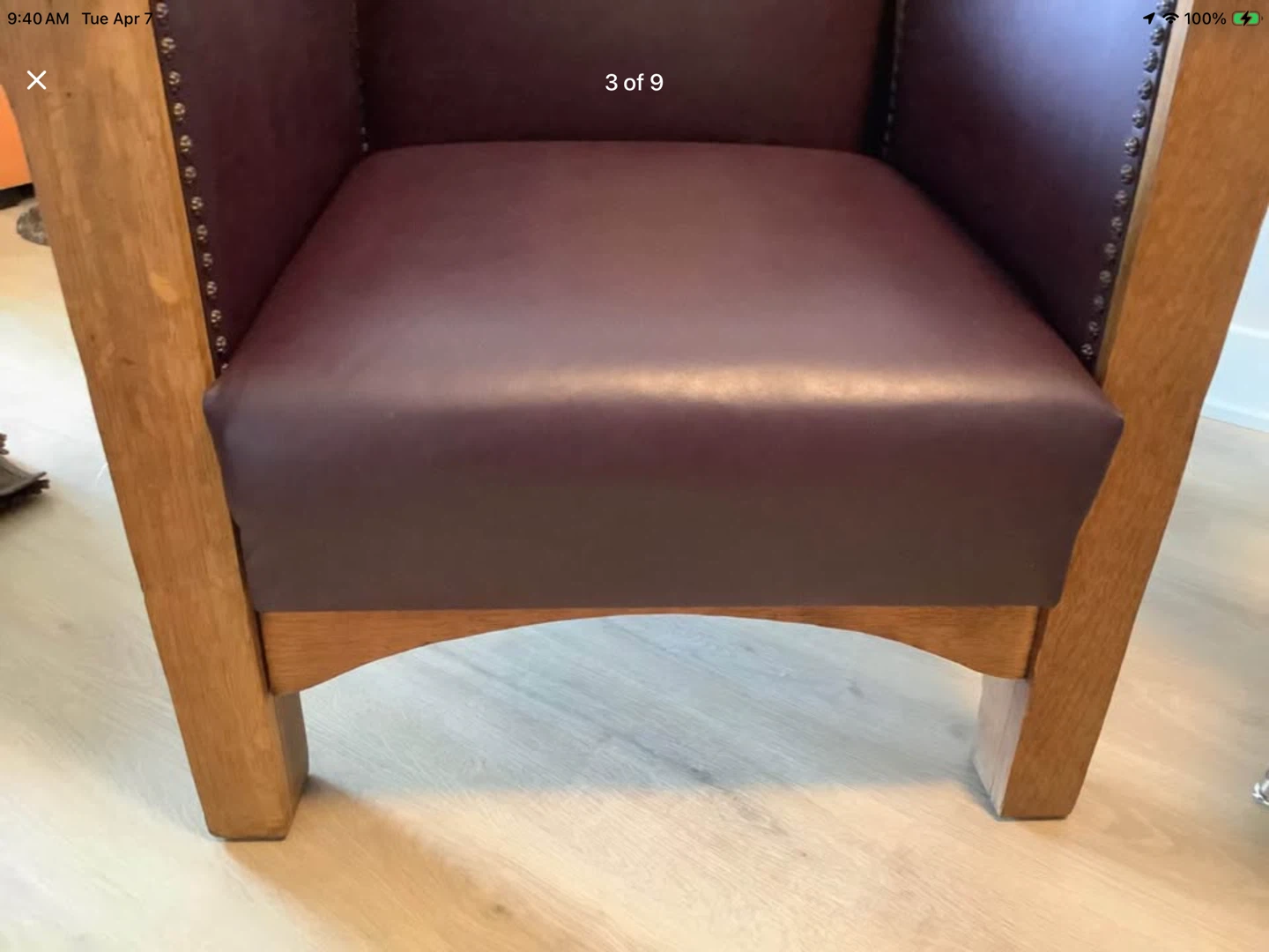 Ant/Vt Arts & Crafts Oak and Leather Mission Chair - photo 3
