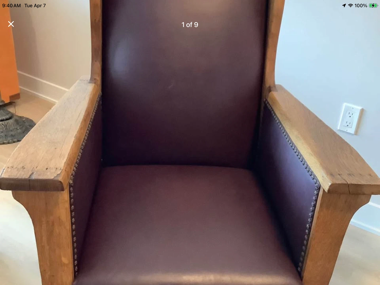 Ant/Vt Arts & Crafts Oak and Leather Mission Chair