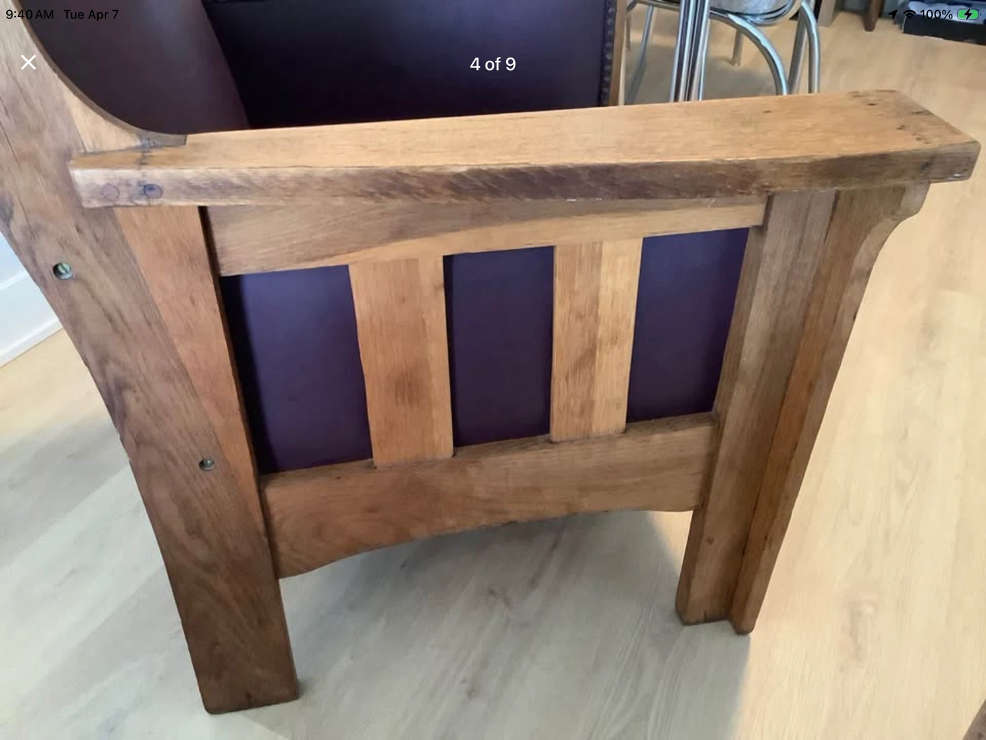 Ant/Vt Arts & Crafts Oak and Leather Mission Chair - photo 4