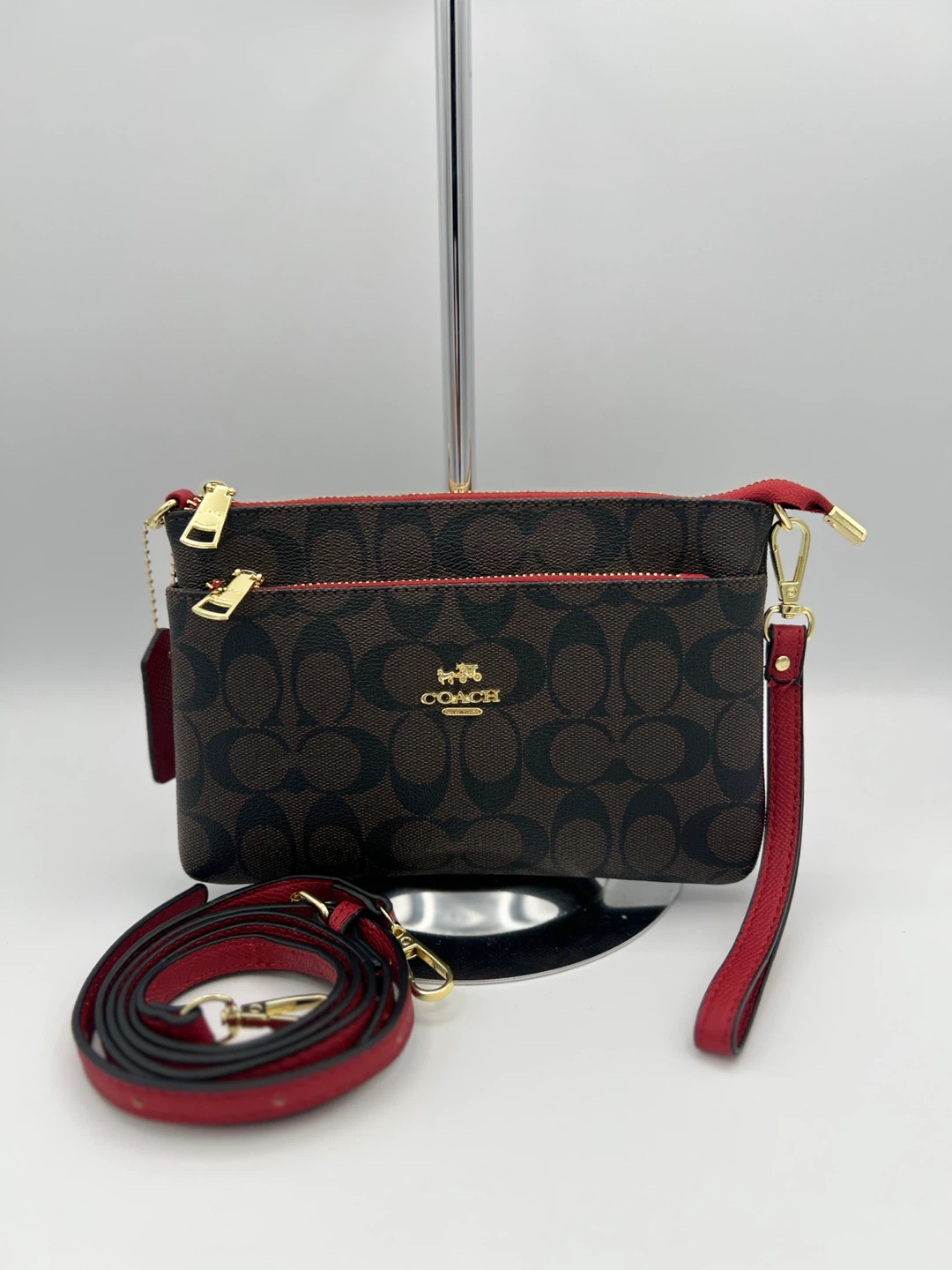 Coach Signature C Double Zip Wristlet