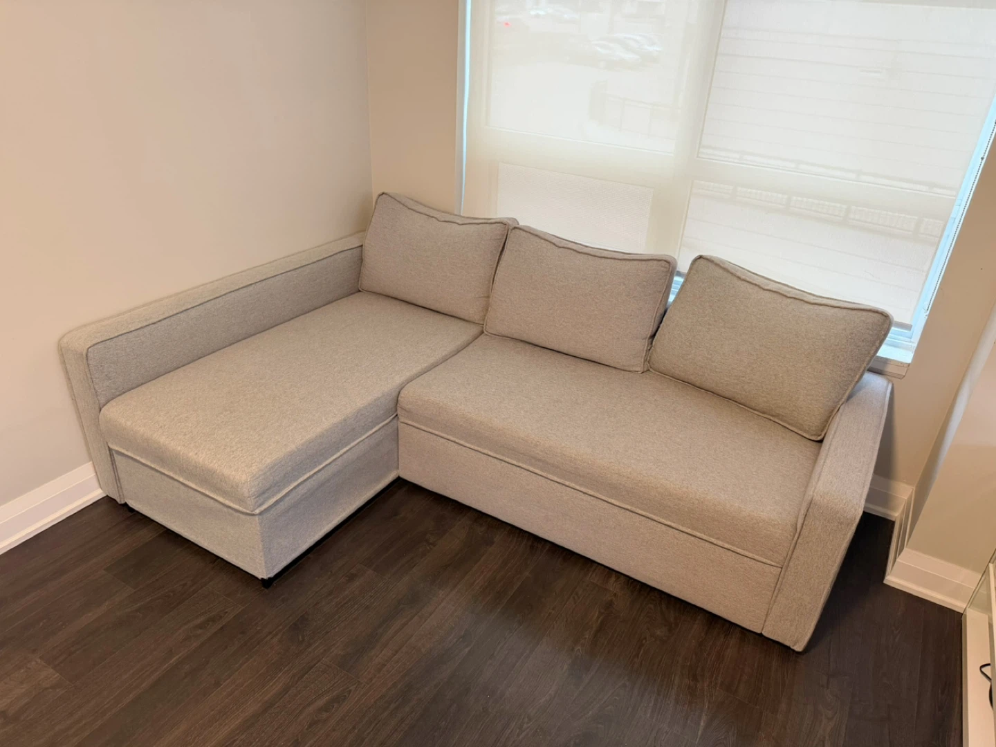 Space-Saving Light-Grey Sectional Sofa Bed with Hidden Storage - photo 2