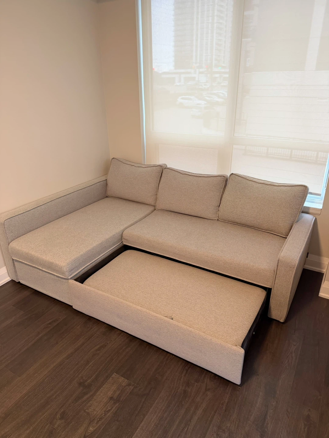 Space-Saving Light-Grey Sectional Sofa Bed with Hidden Storage - photo 3