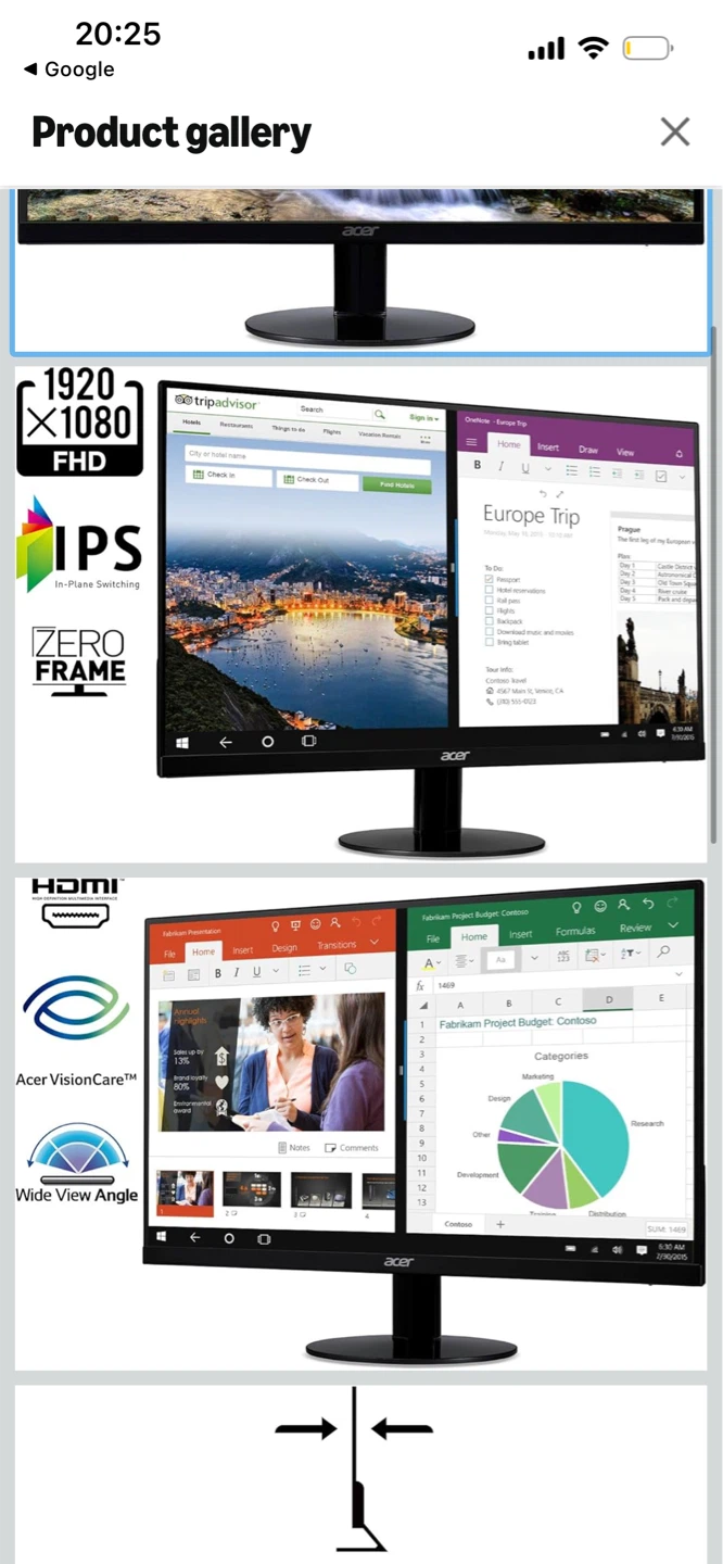 Acer SB220Q bi 21.5-inch Full HD IPS Zero Frame Monitor - photo 3