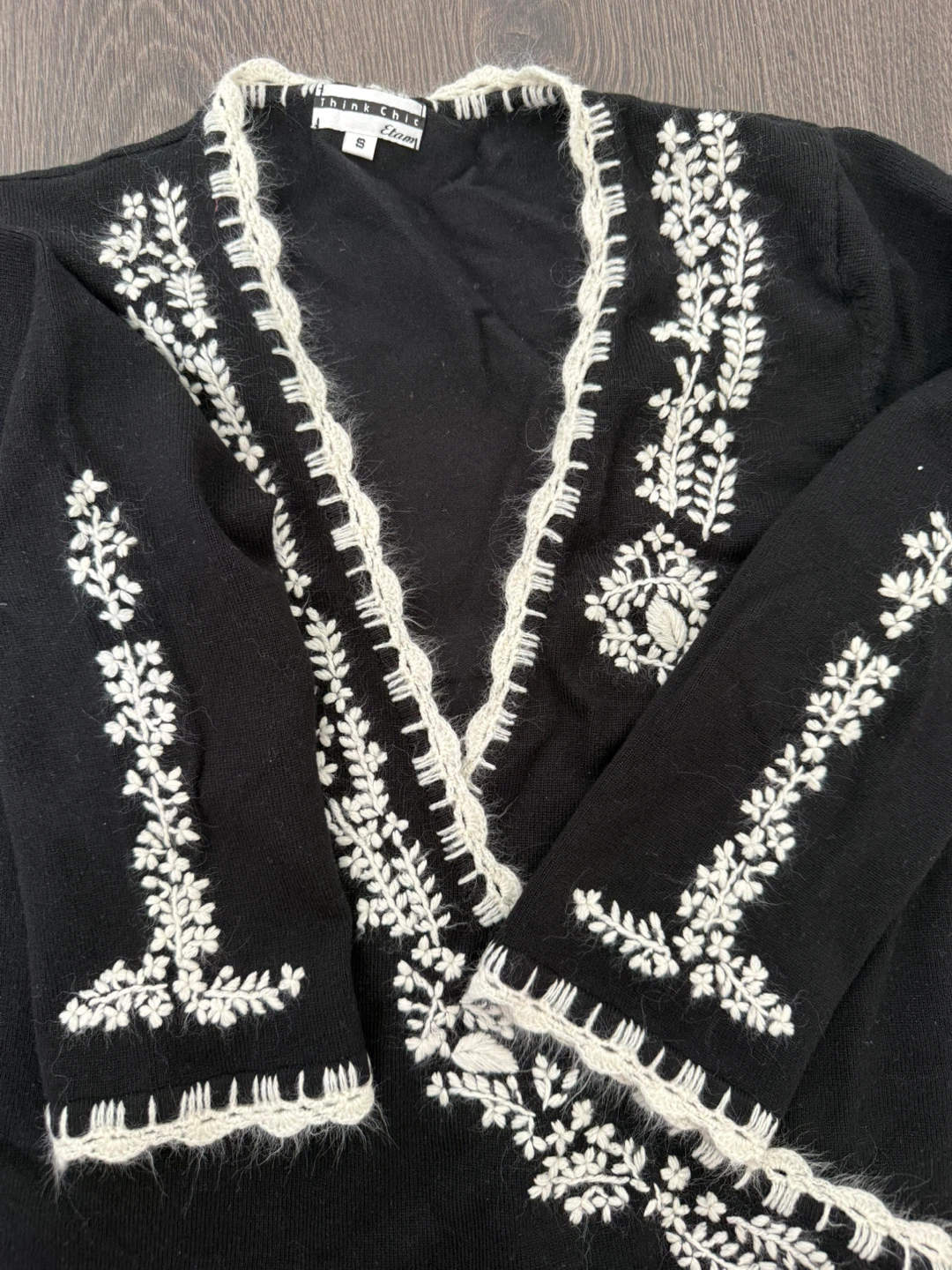 Chic Etam Black Embroidered Cardigan Size S - photo 4
