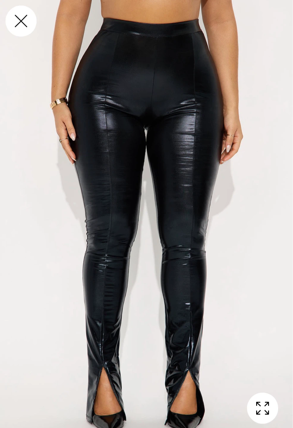 Fashion Nova Black Faux Leather Split Hem Pants