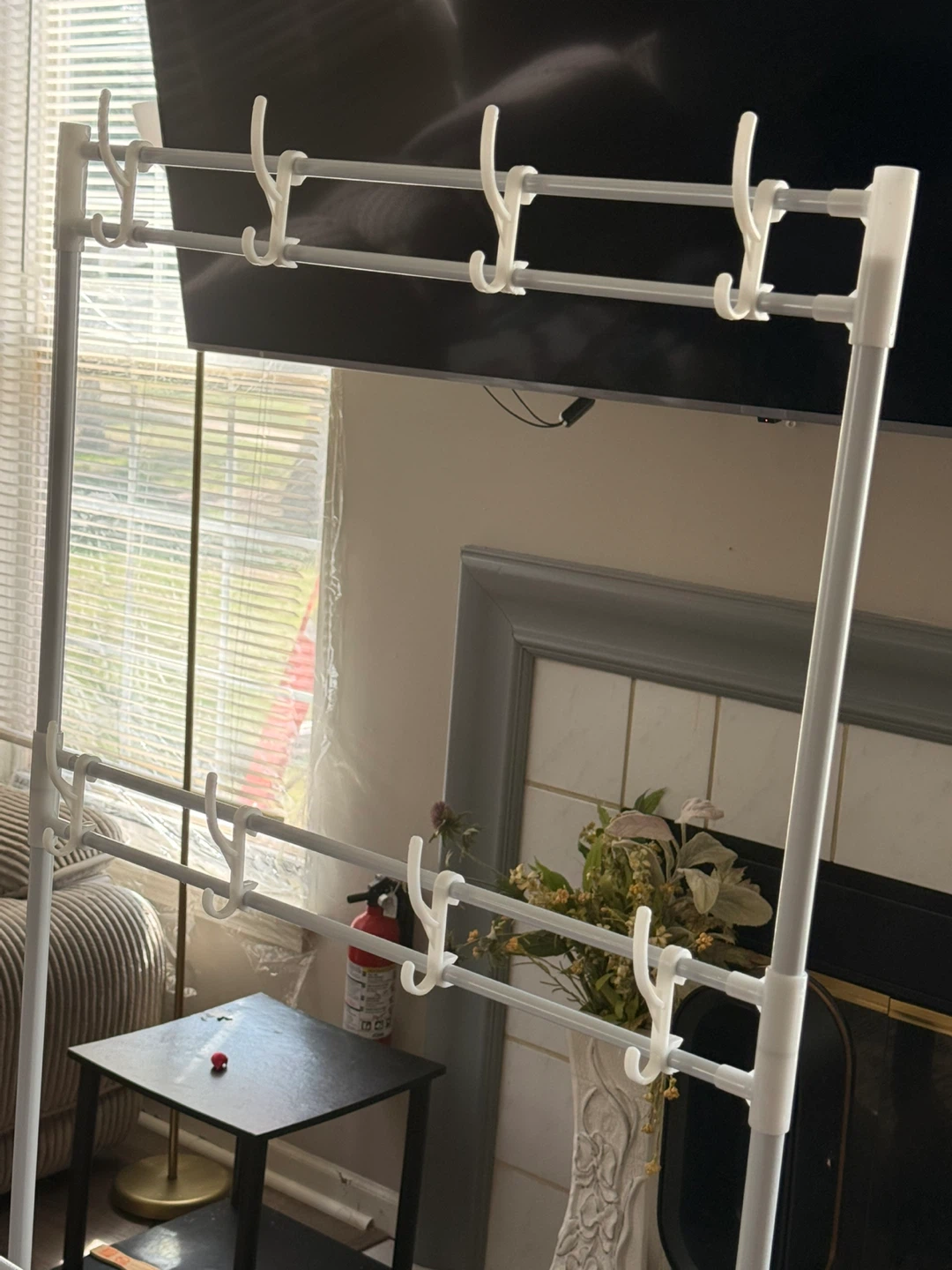 White 5-Tier Shoe Rack with Hanging Hooks - photo 5