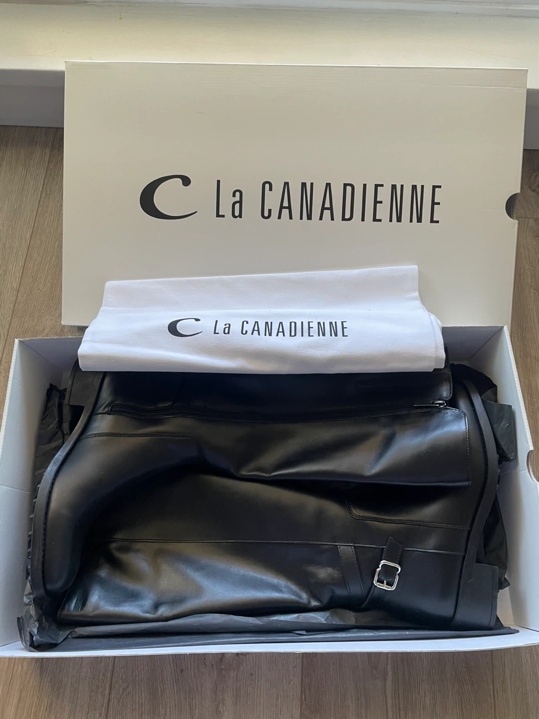 La Canadienne Black Leather Boots Size 7.5 M