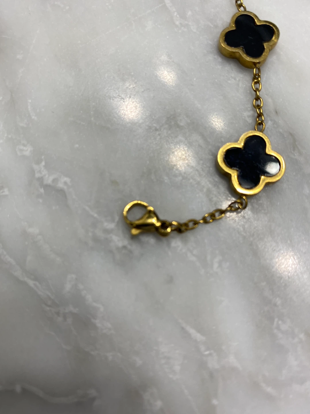 18K Gold Clover Charm Bracelet - Black - photo 3