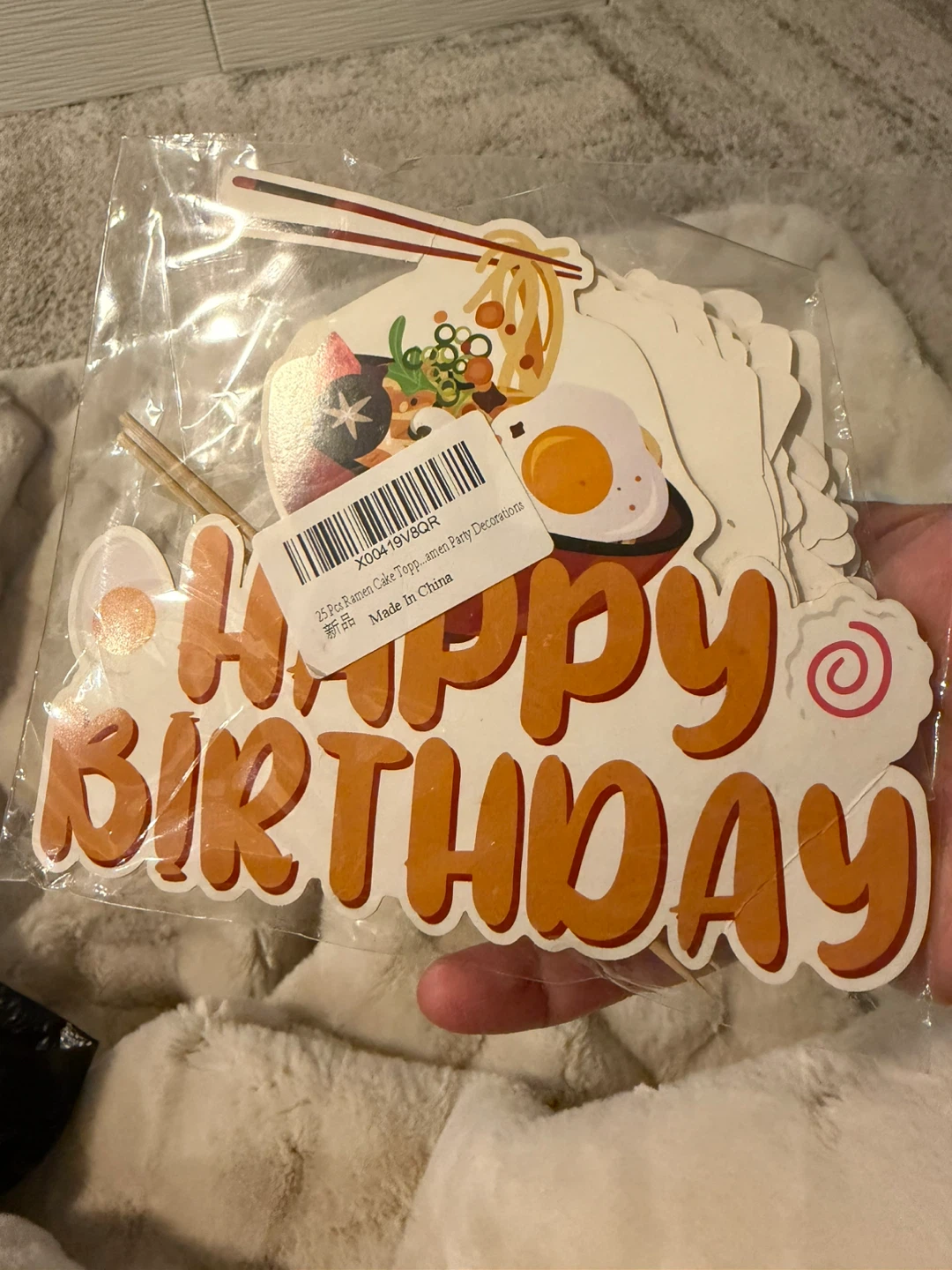 Happy Birthday Ramen Cake Topper + cupcake toppers