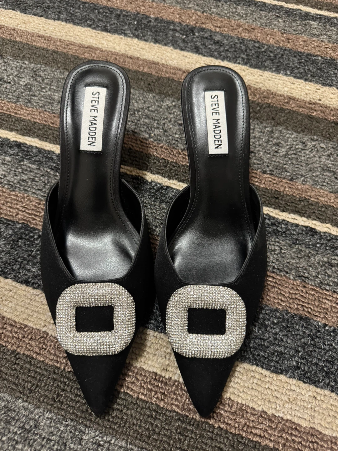 Steve Madden Black Mules with Rhinestone Buckle - Size 7.5 - photo 3