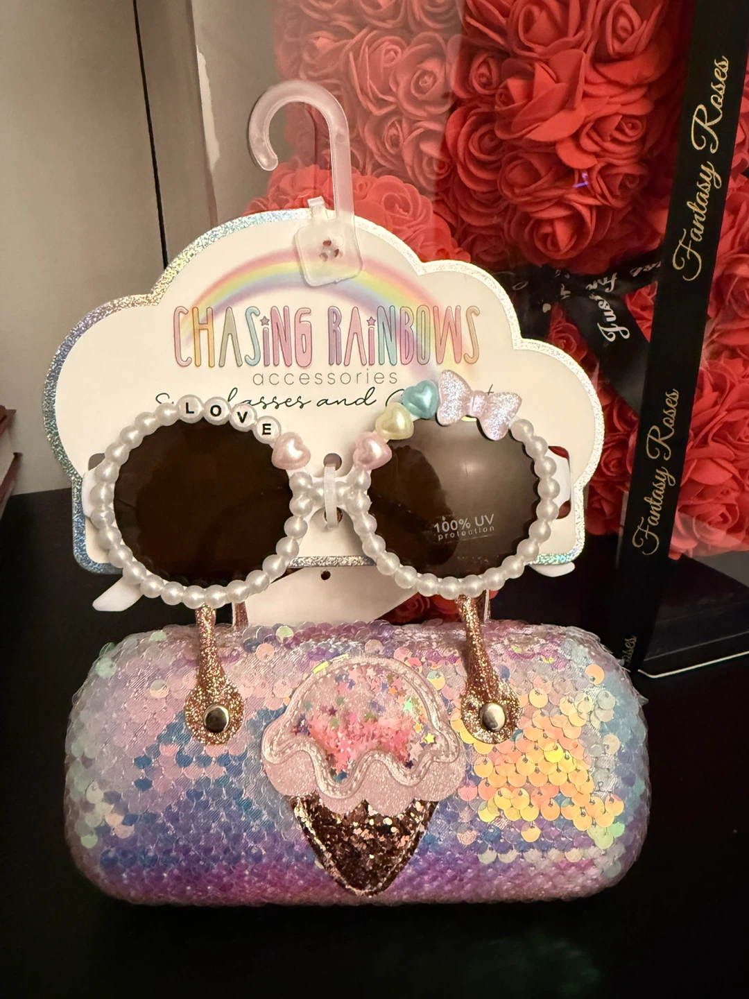 Chasing Rainbows Kids Sunglasses with Sequin Case
