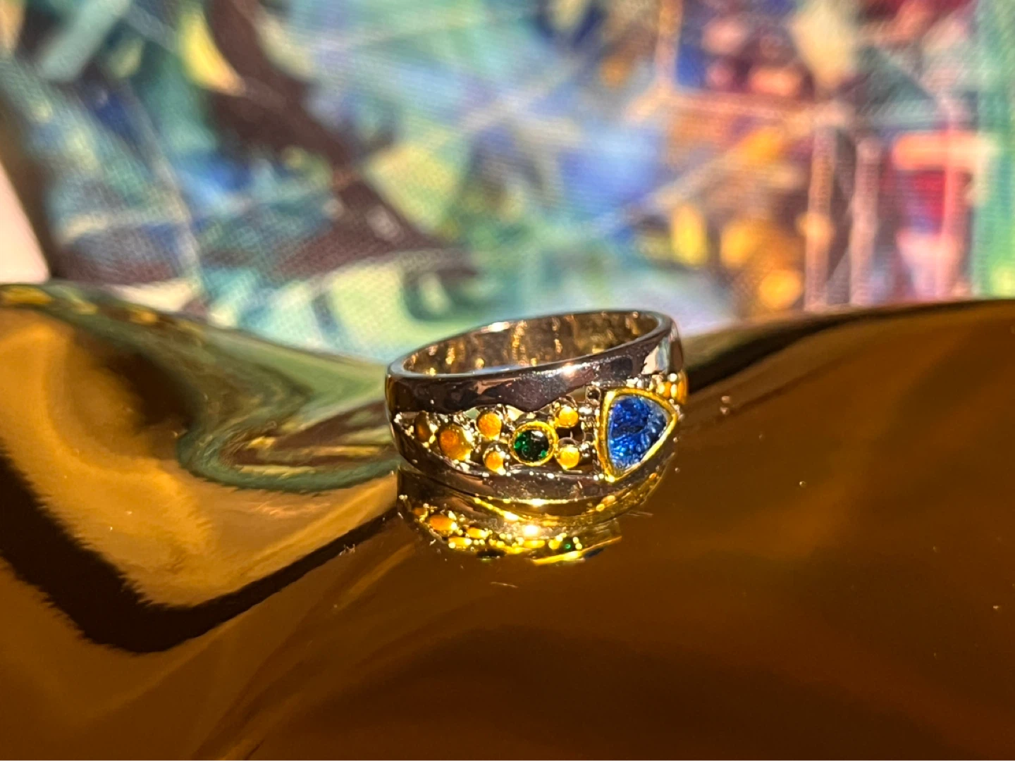 Decorative Ring with Blue Gems