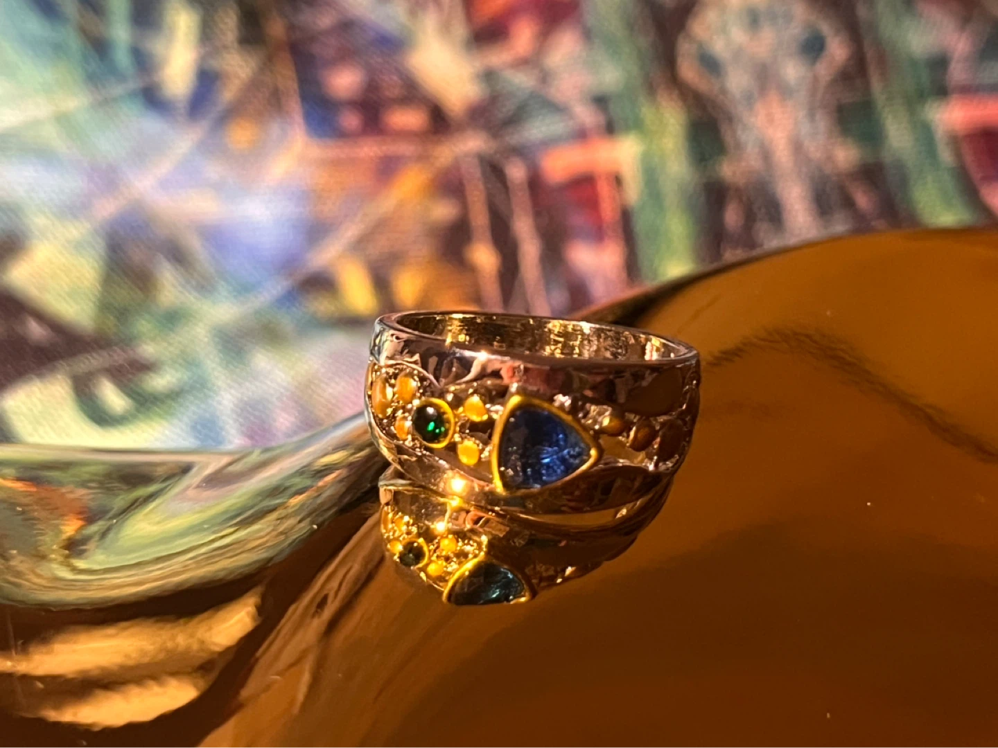 Decorative Ring with Blue Gems - photo 2
