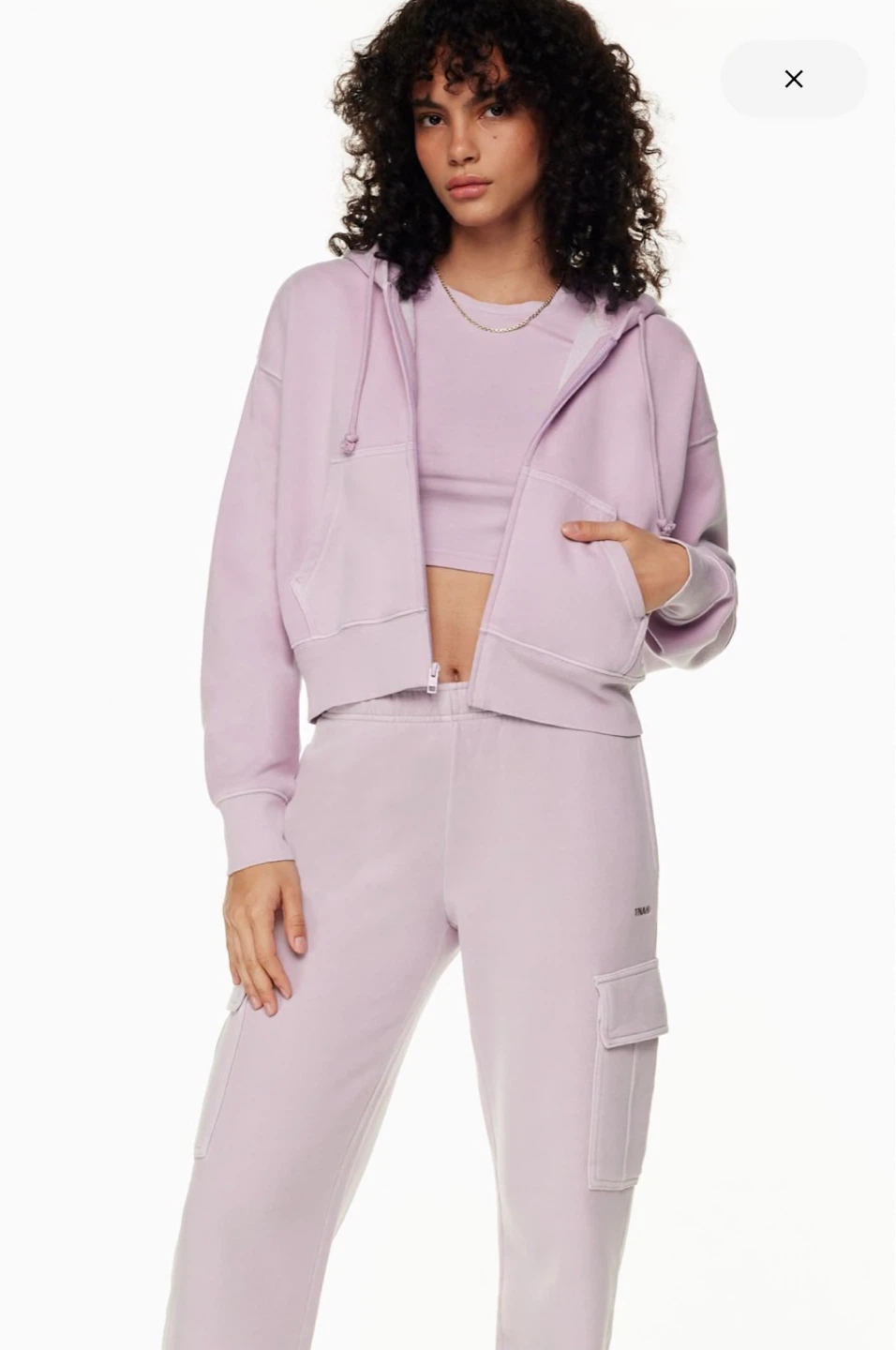 TNA cozy fleece boyfriend zip hoodie size XS- Lite lilac - photo 4