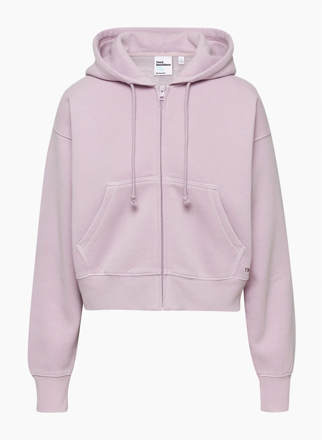 TNA cozy fleece boyfriend zip hoodie size XS- Lite lilac