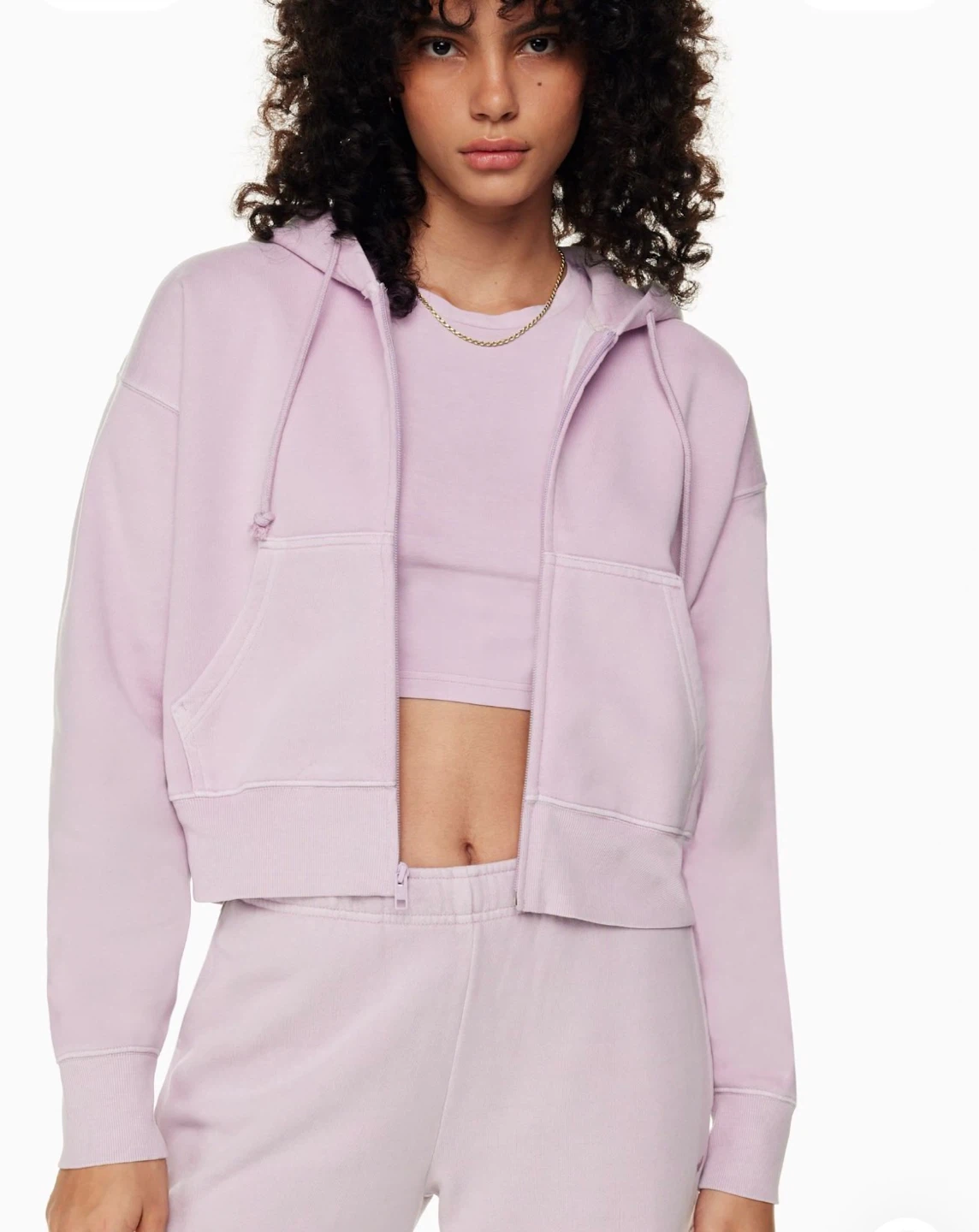 TNA cozy fleece boyfriend zip hoodie size XS- Lite lilac - photo 5
