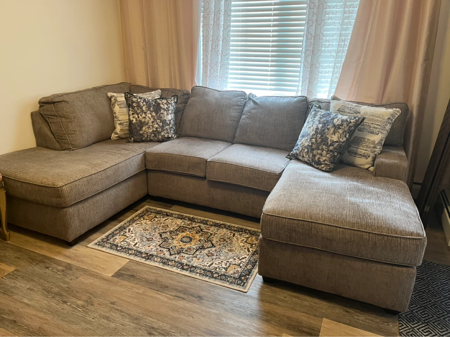 Brown Sectional Sofa with Chaise