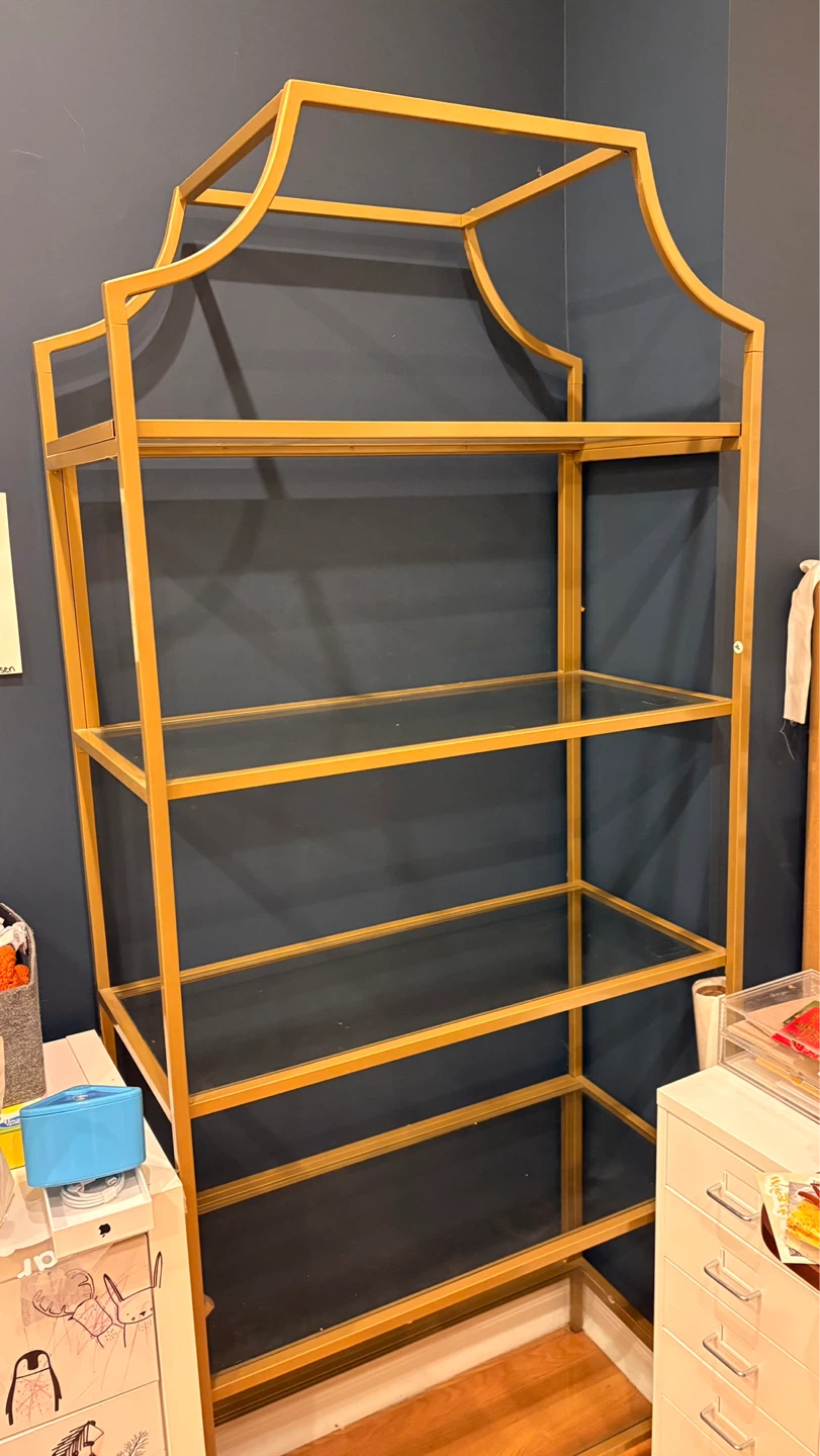 Gold Metal and Glass Shelf Unit - photo 2