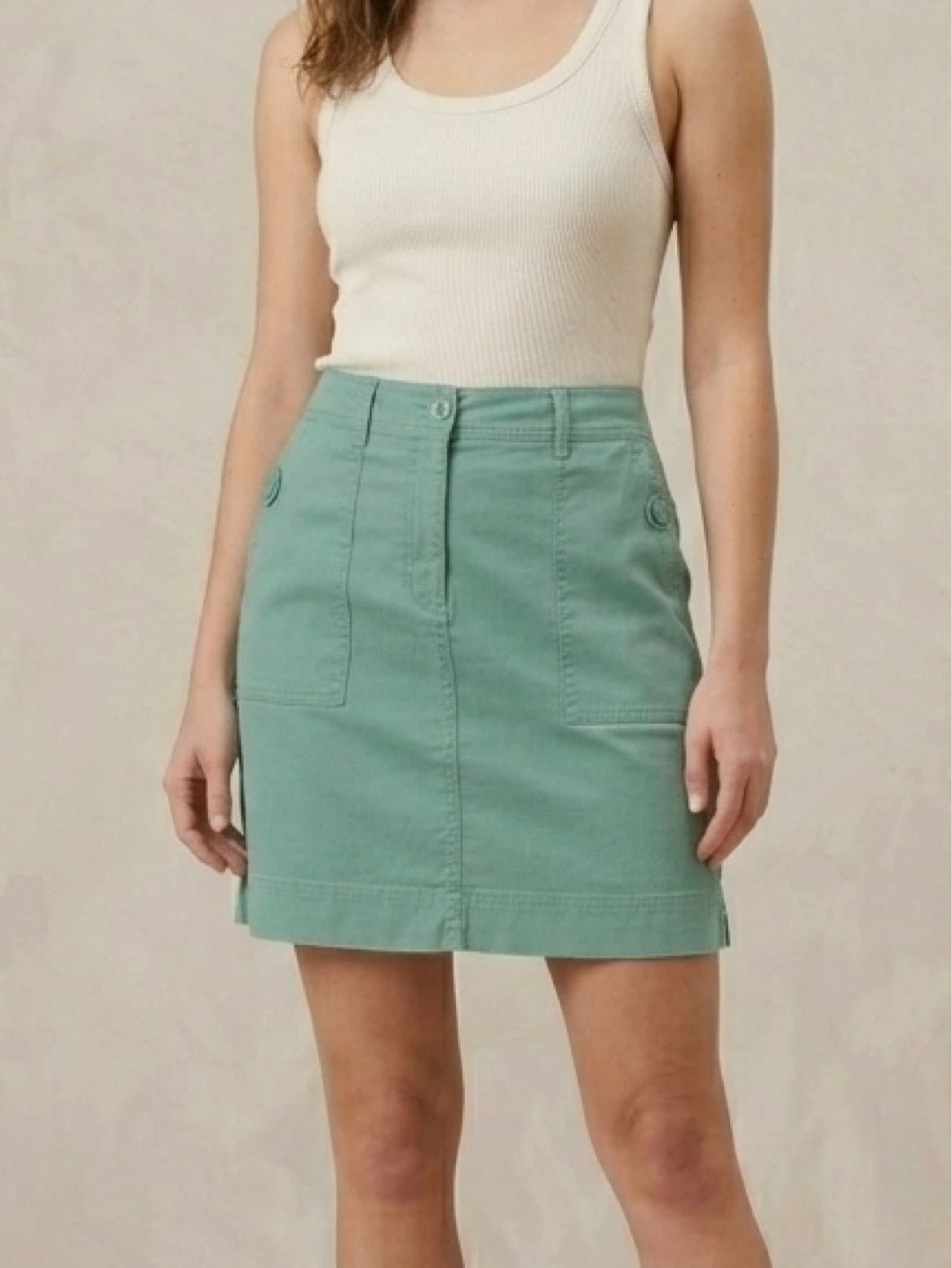 Jones New York Green Cotton Above The Knee Utility Mini Skirt 8