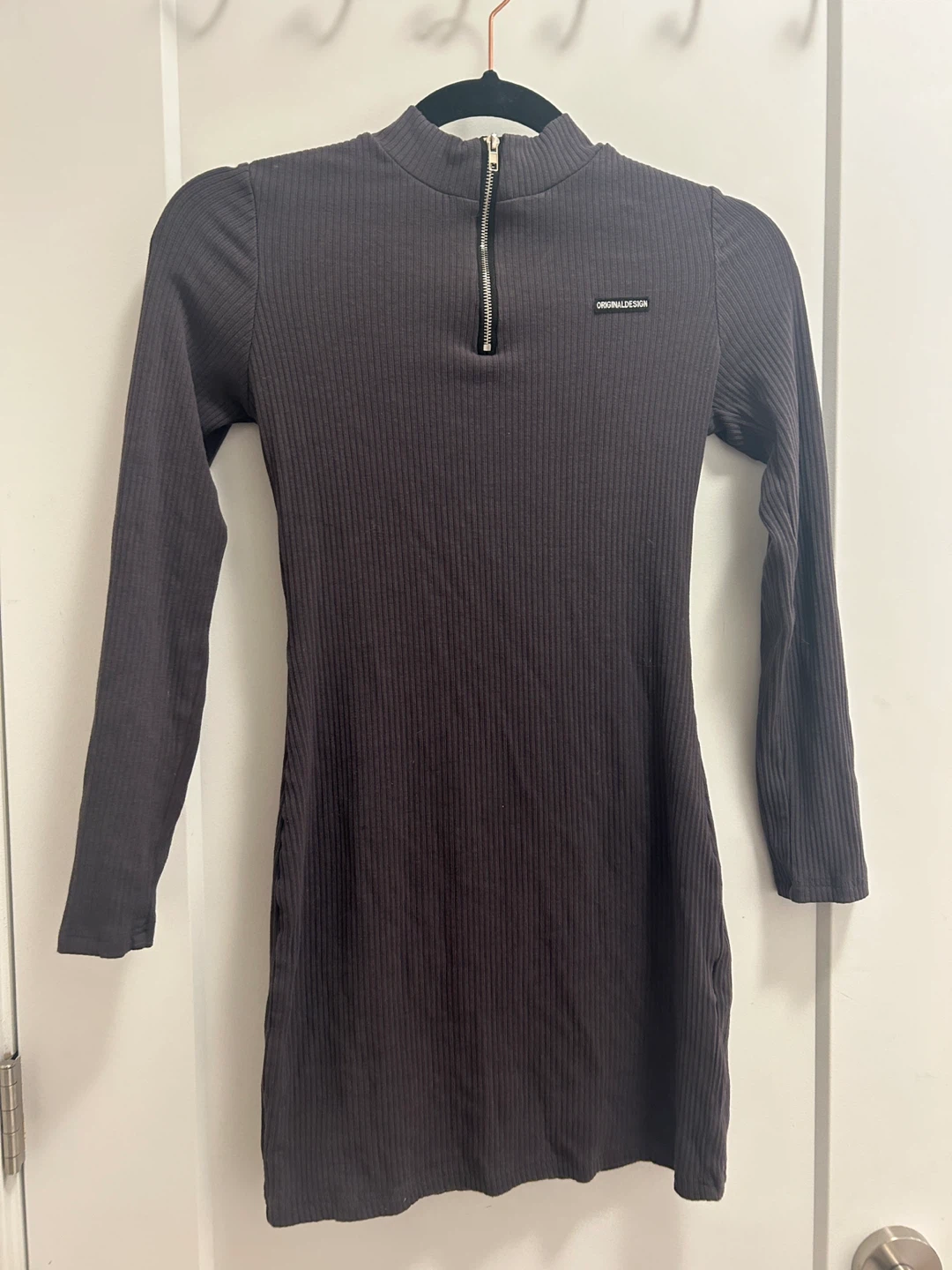 Original Design Ribbed Mock Neck Mini Dress