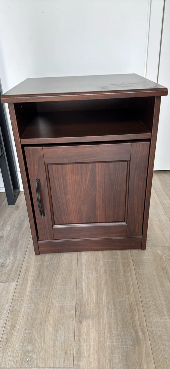 Dark Wood Nightstand with Door and Shelf - photo 3