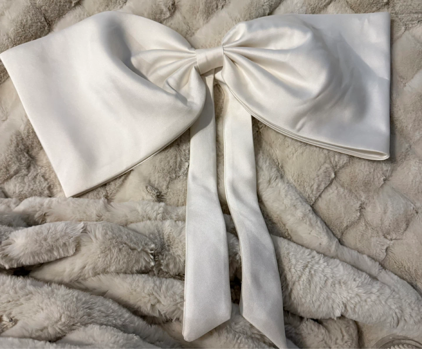 White Satin Bow Accent