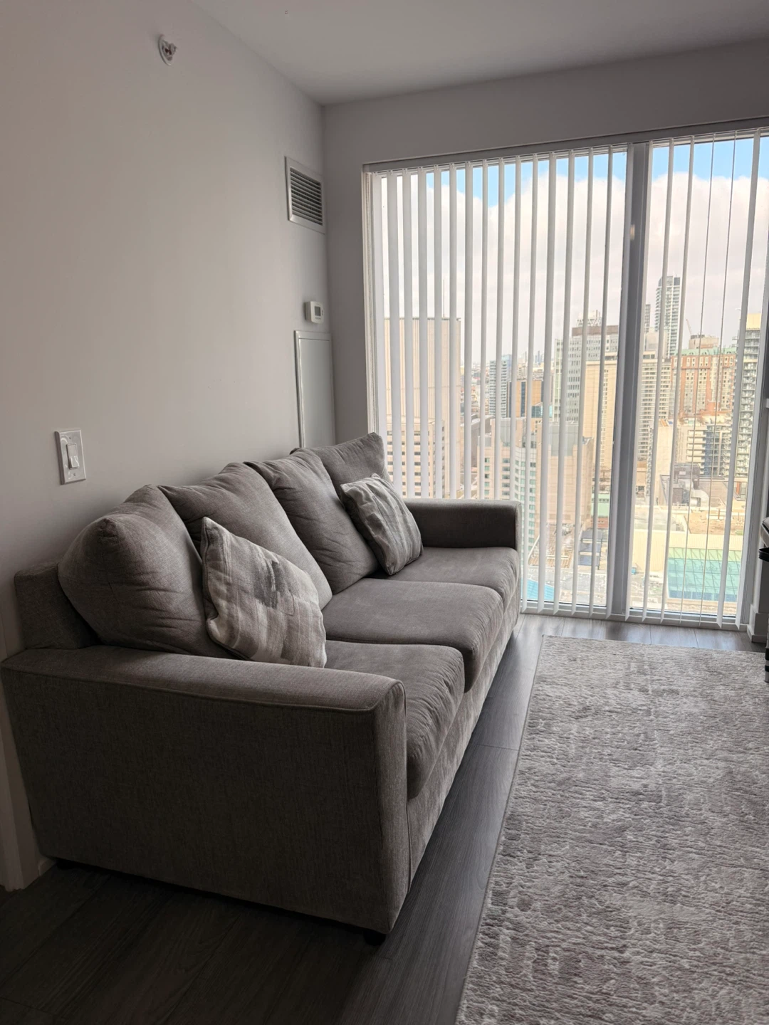 Grey Fabric Sofa with Accent Pillows - photo 4