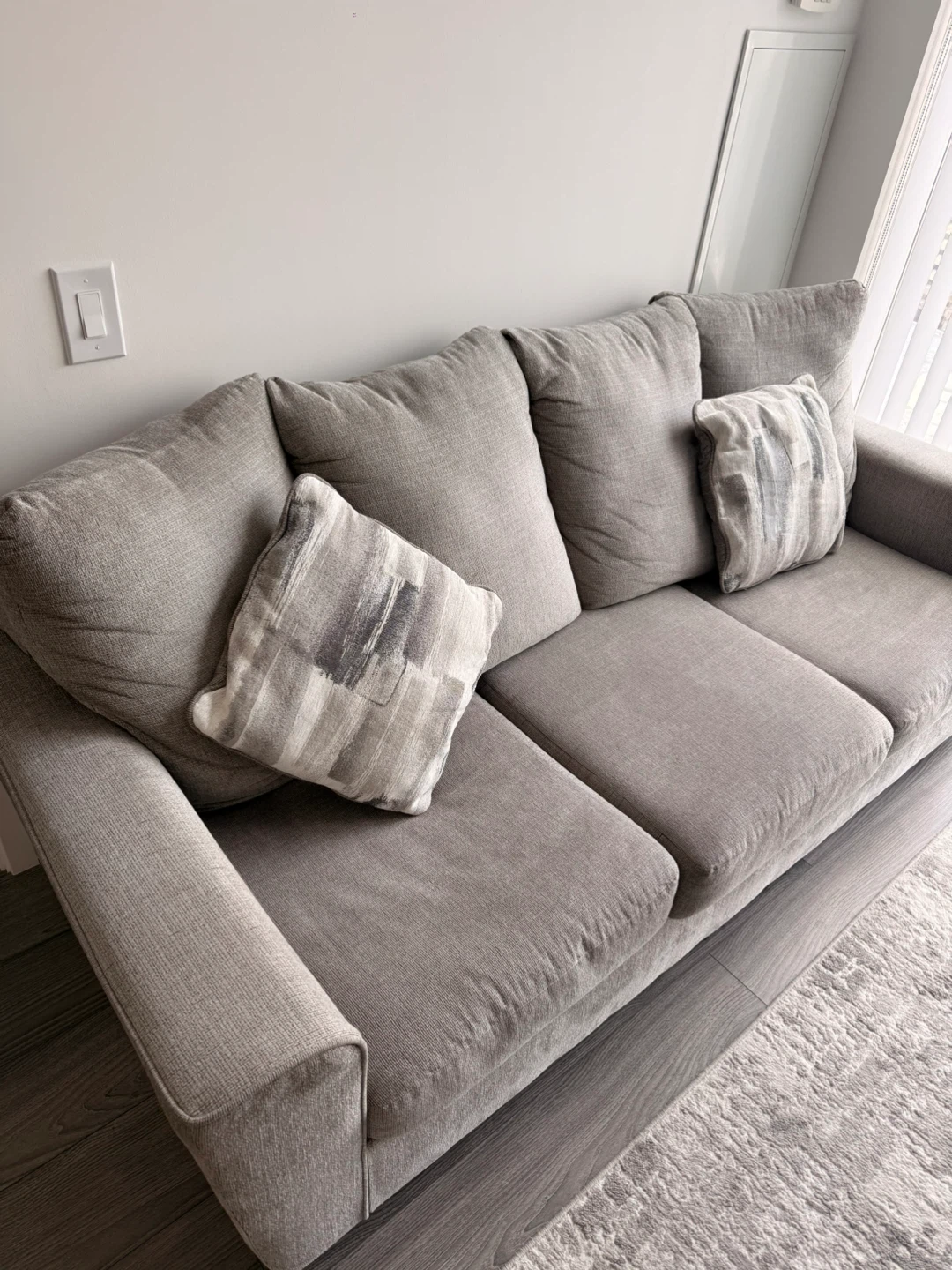 Grey Fabric Sofa with Accent Pillows - photo 2
