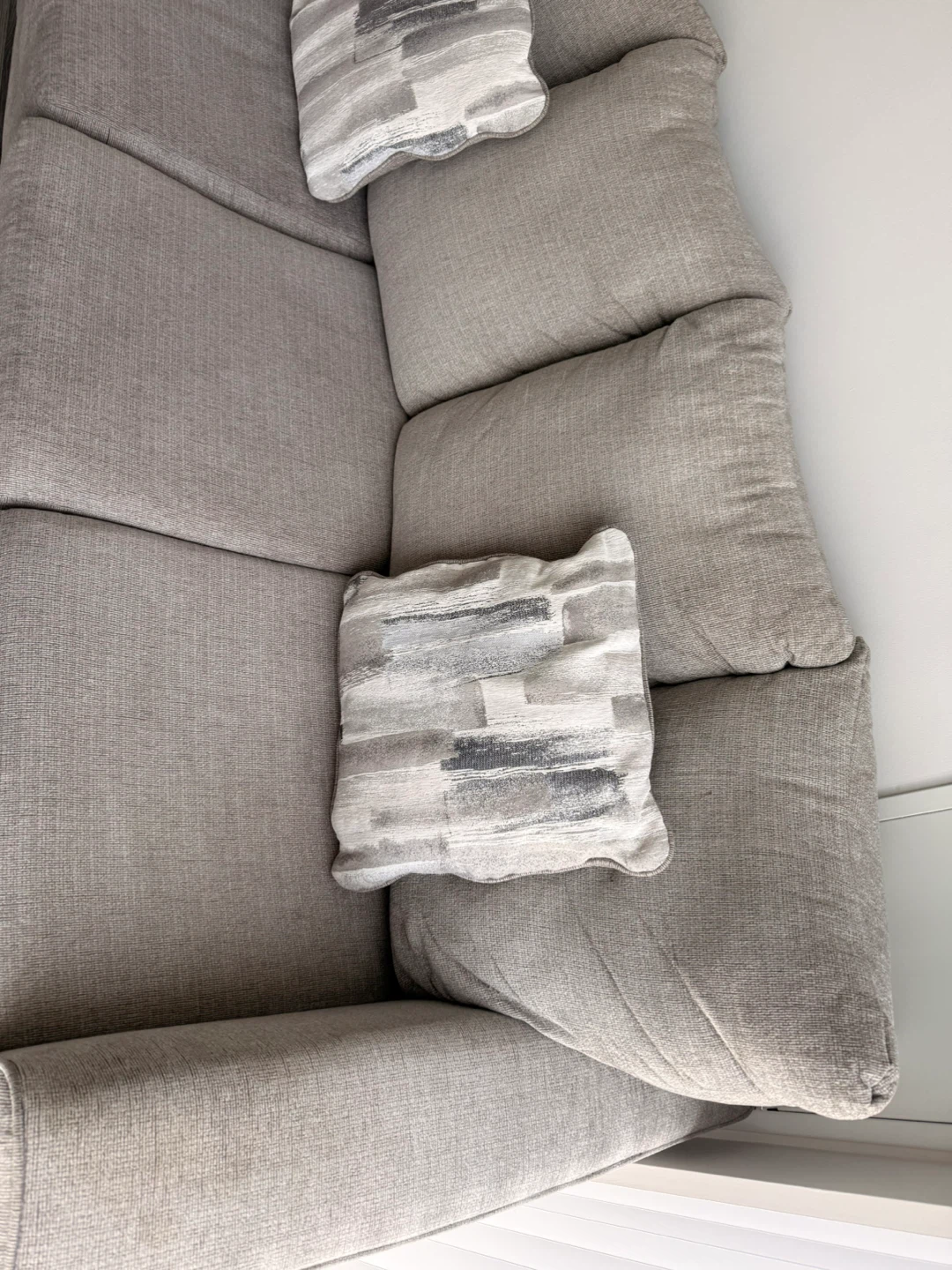 Grey Fabric Sofa with Accent Pillows - photo 5