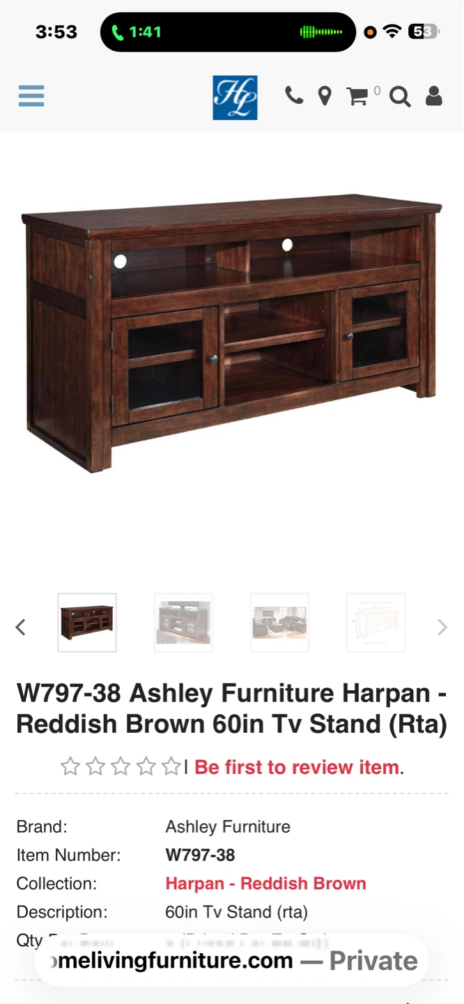 Ashley Furniture Harpan Reddish Brown 60in TV Stand