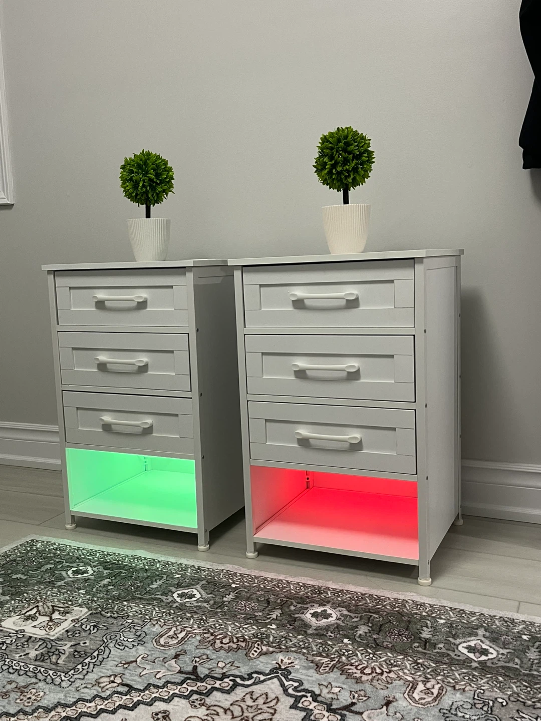 Set of Nightstands with LED Lights & Charging Station!