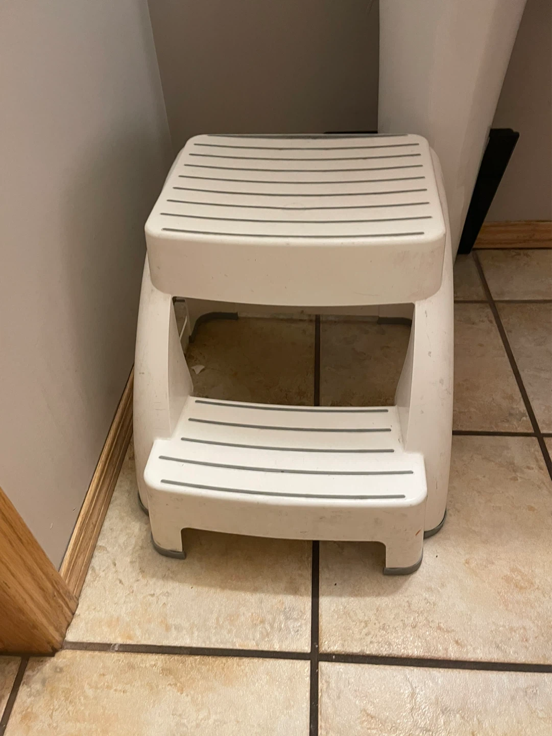 White Plastic Two-Step Stool