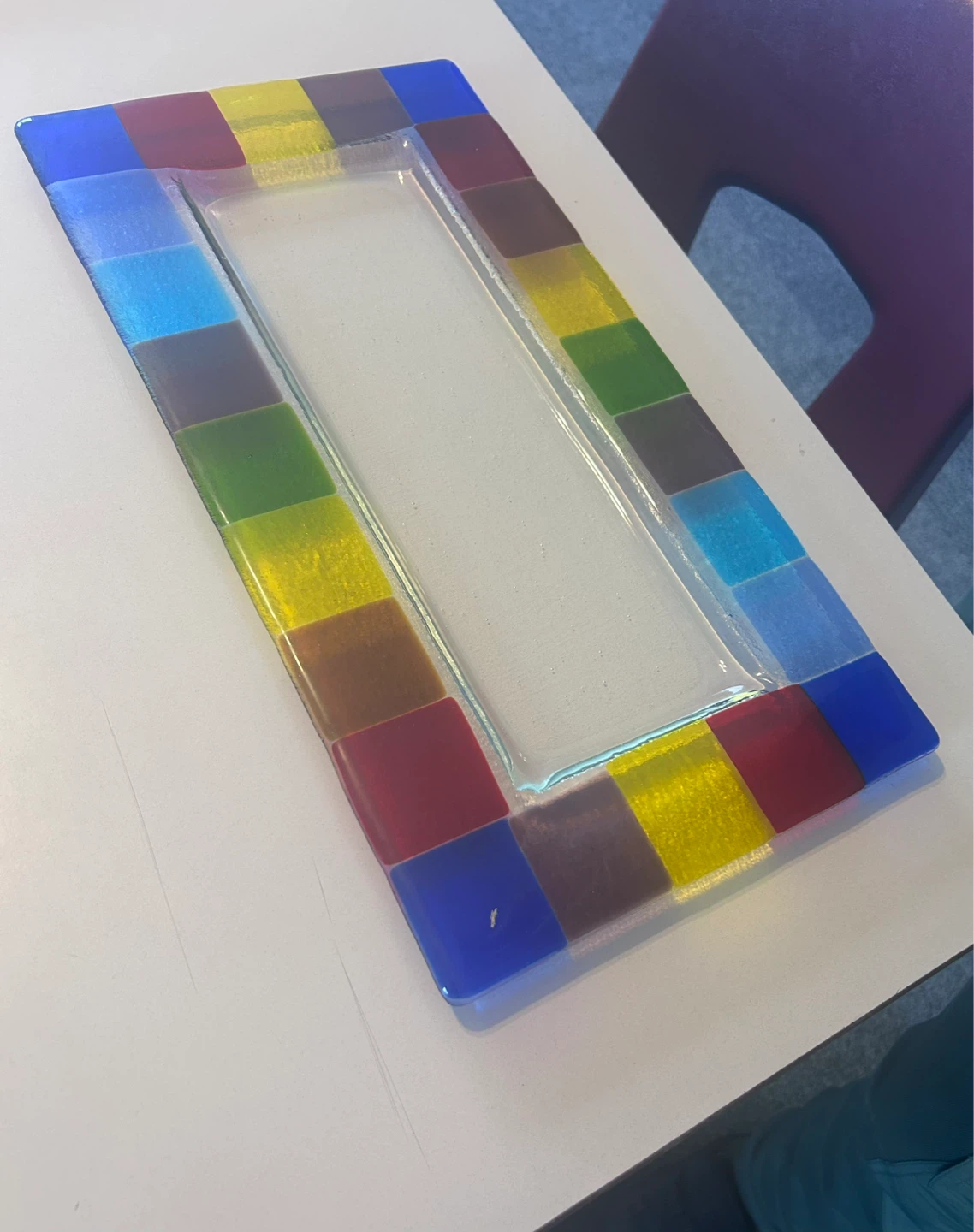 Glass Serving Platter with Rainbow Border - photo 4