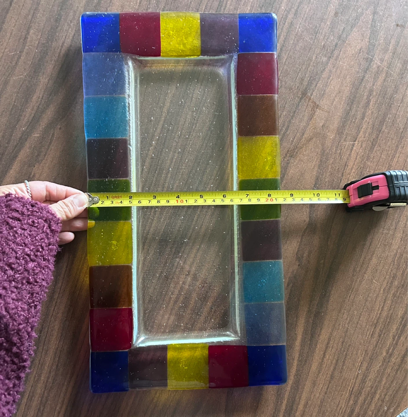 Glass Serving Platter with Rainbow Border - photo 2