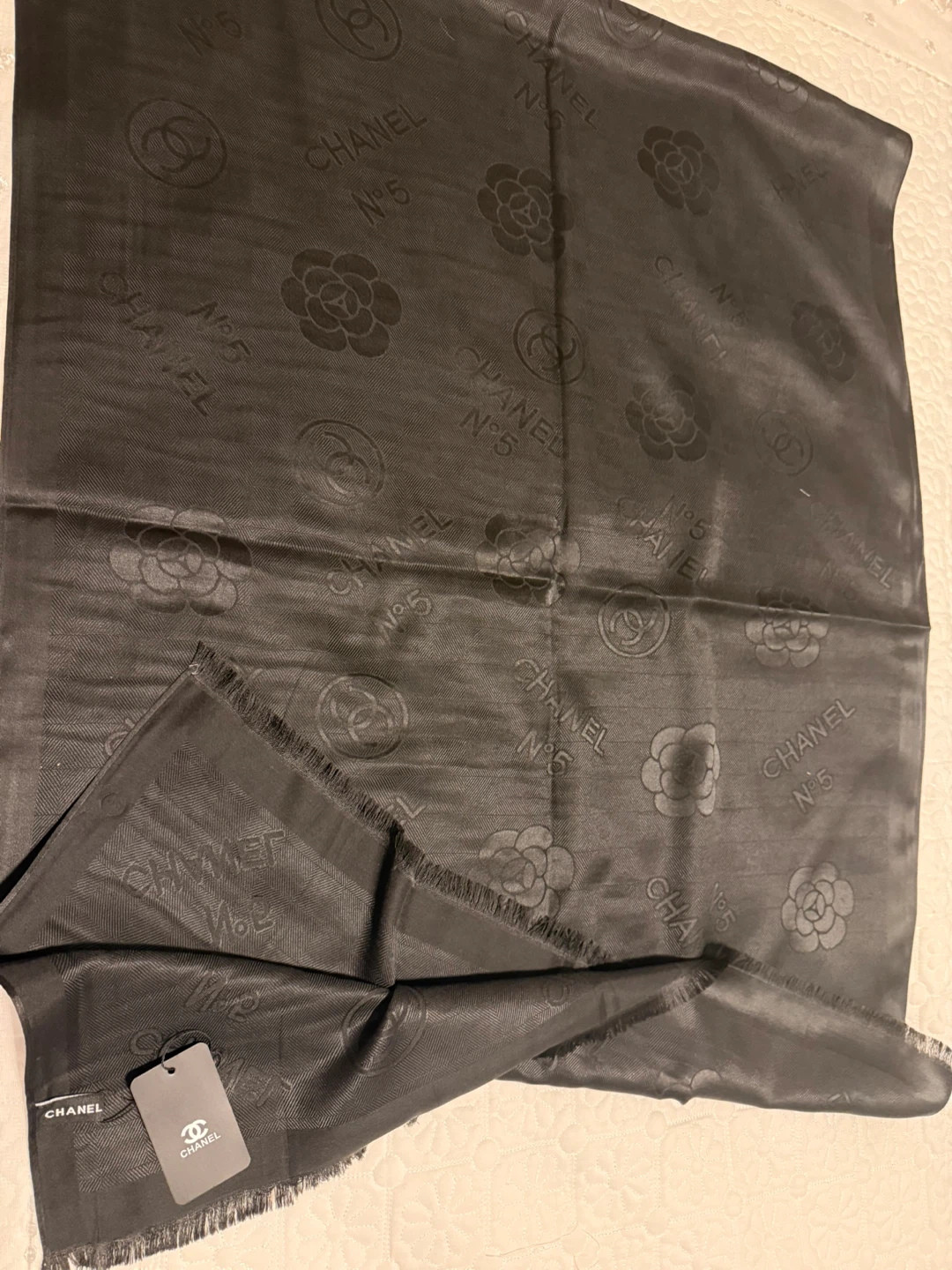 CHANEL Black Silk Scarf - photo 2
