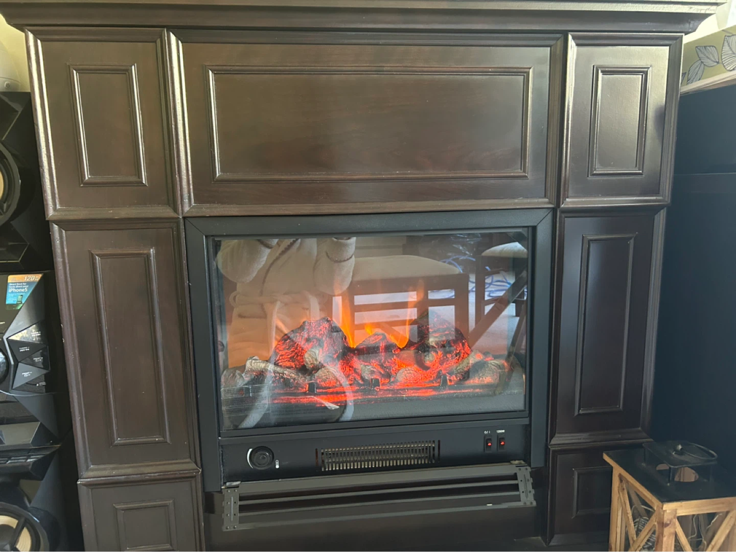 Dark Brown Electric Fireplace Mantel