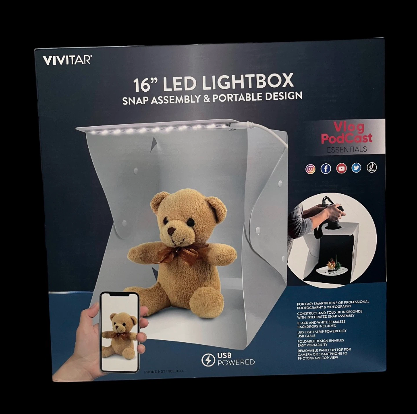 Vivitar 16" LED Lightbox Snap Assembly & Portable Design