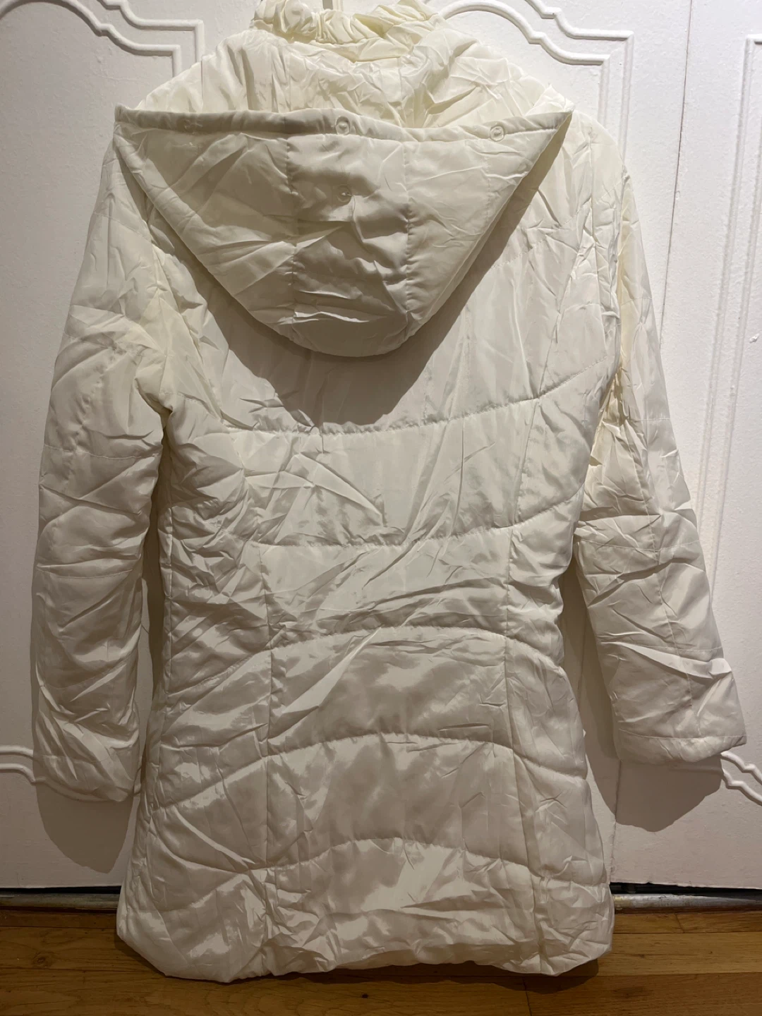 Cream Puffer Coat with Faux Fur - photo 2