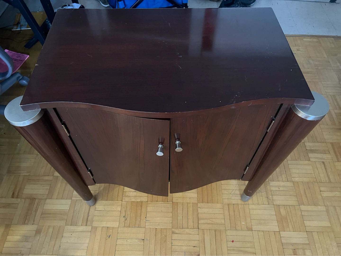 Dark Wood Cabinet with Silver Accents NEED GONE ASAPPP!!!