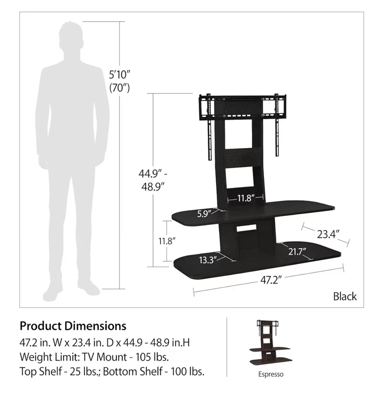 Black TV Stand with Mount - photo 2