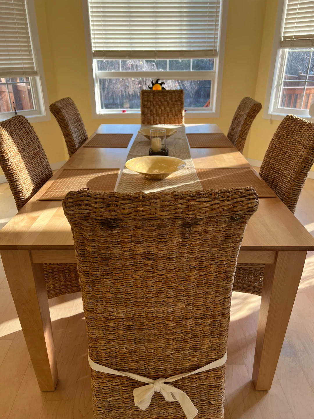 Set of 6 Woven Rattan Dining Chairs