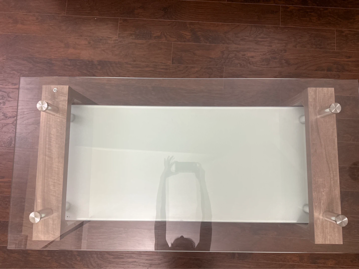 Glass Top Coffee Table with Wood Accents - photo 2