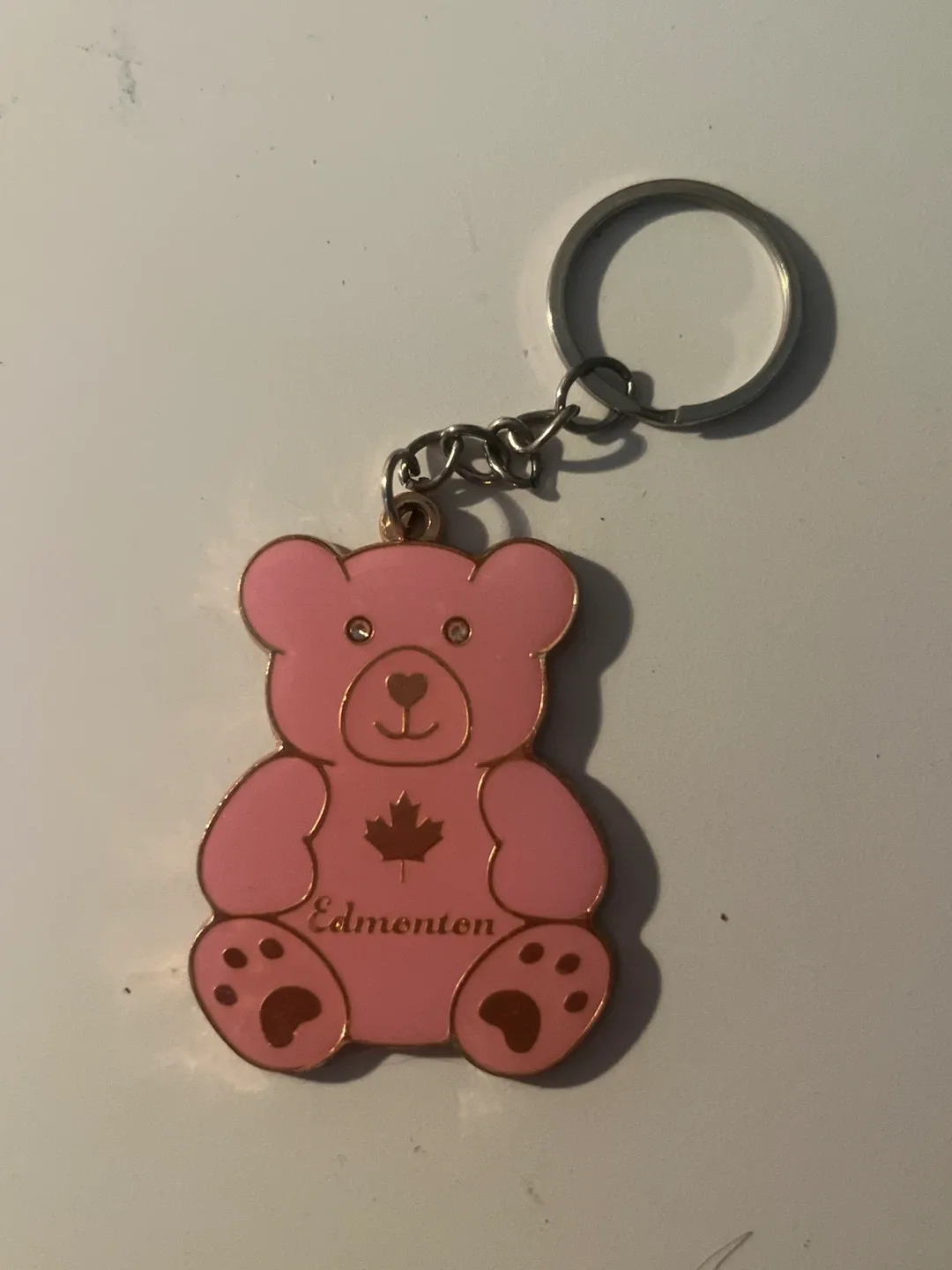 Pink Teddy Bear Keychain Edmonton Souvenir
