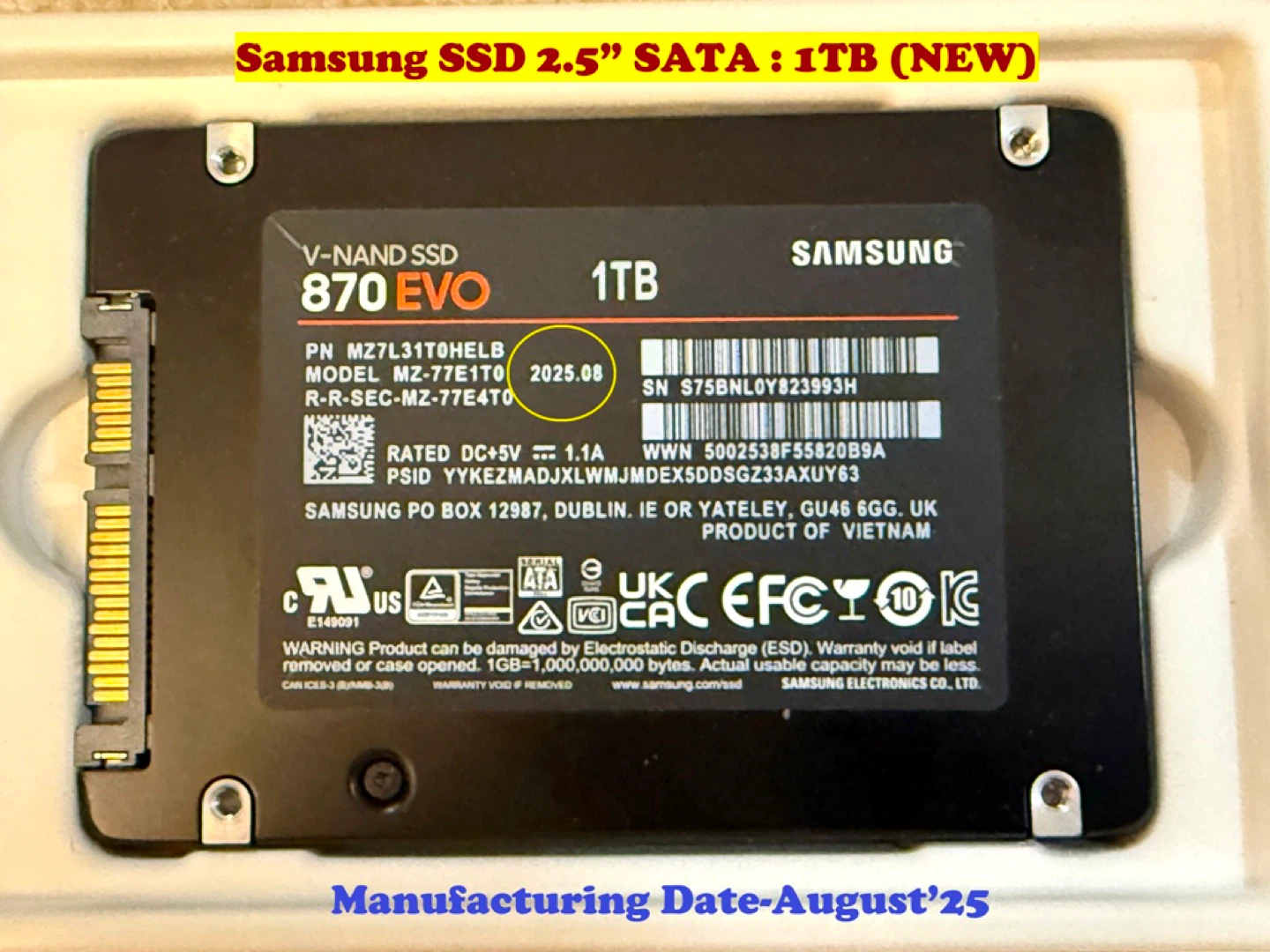 Samsung SSD 2.5” SATA : 1TB (NEW) - photo 4